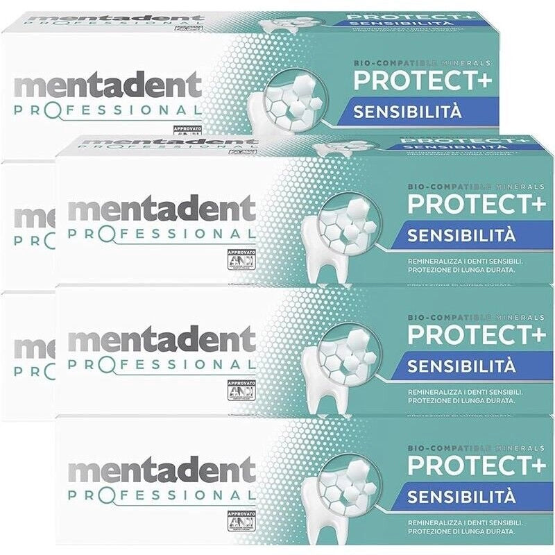 MENTADENT DENTIFRICIO SET 6 CONFEZIONI PROFESSIONAL RIMINALIZZA I DENTI SENSIBILI 75 ML L'UNO PROTETTIVO
