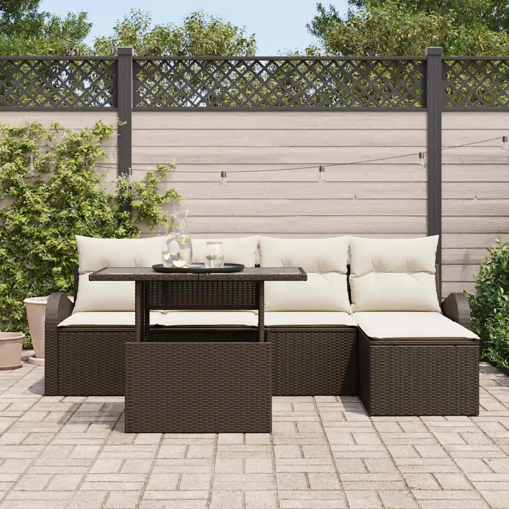 Set Divano da Giardino con cuscino 6 pcs Marrone polyrattan 3348624