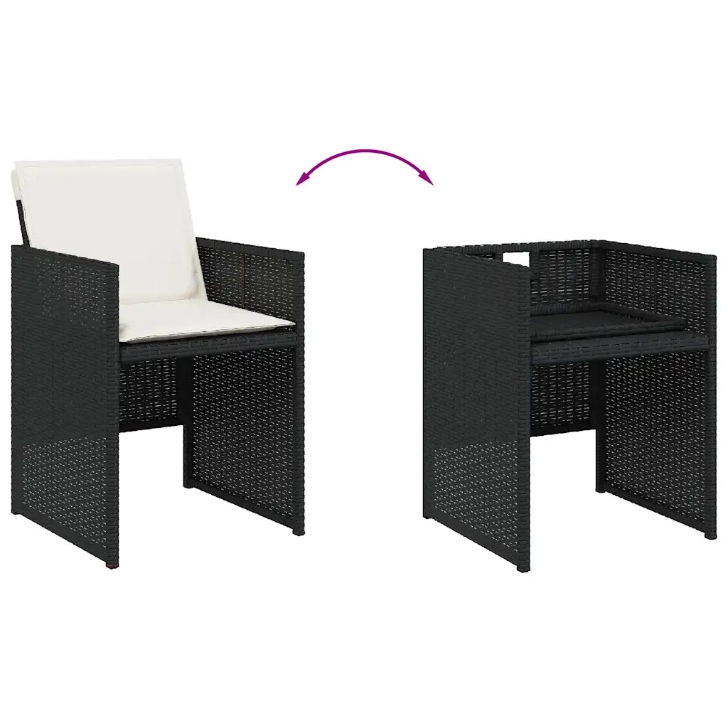 Set da Pranzo da Giardino 11 pz con Cuscini in Polyrattan Nero 3277793