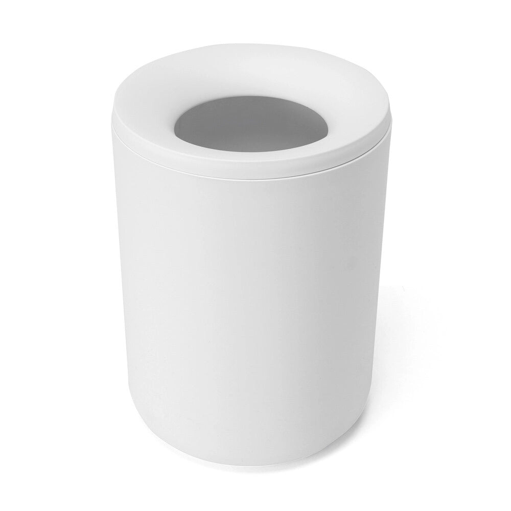 Pattumiera bagno in plastica bianco crema design tondo Pop