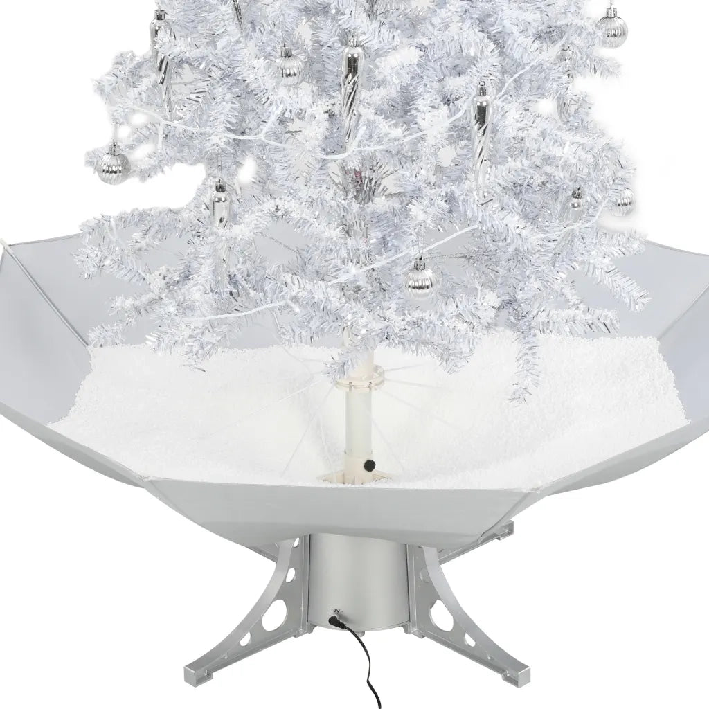 Albero di Natale con Neve e Base a Ombrellone Bianco 140 cm 284334