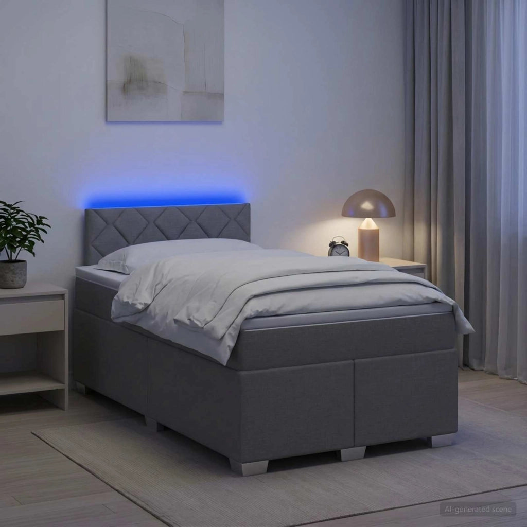 Letto con Box Spring, Materasso e LED Grigio Chiaro Tessuto 3451924