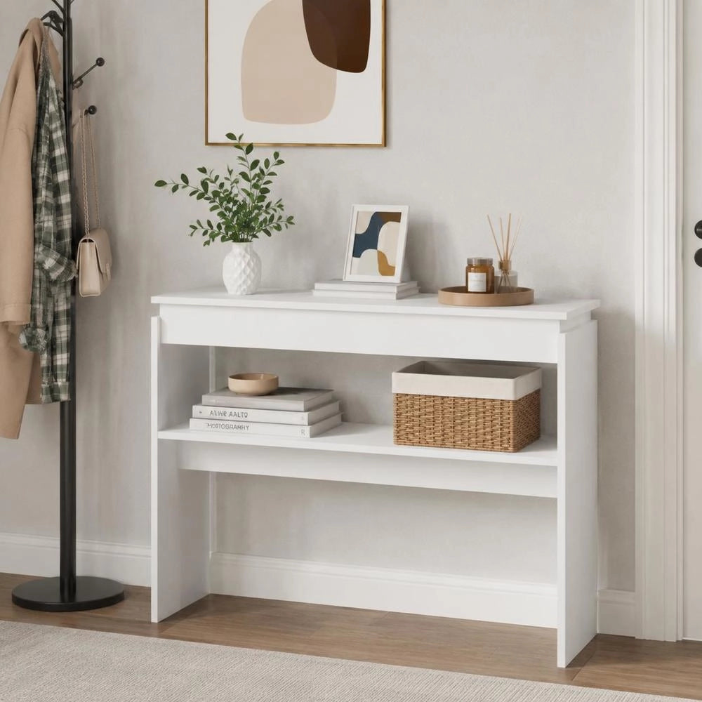 Console Table, White, 102x30x80 Cm, Wood Composite