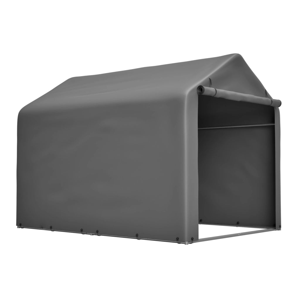 Garage per bici 160 x 220 x 165 cm in metallo e PE grigio con porta avvolgibile