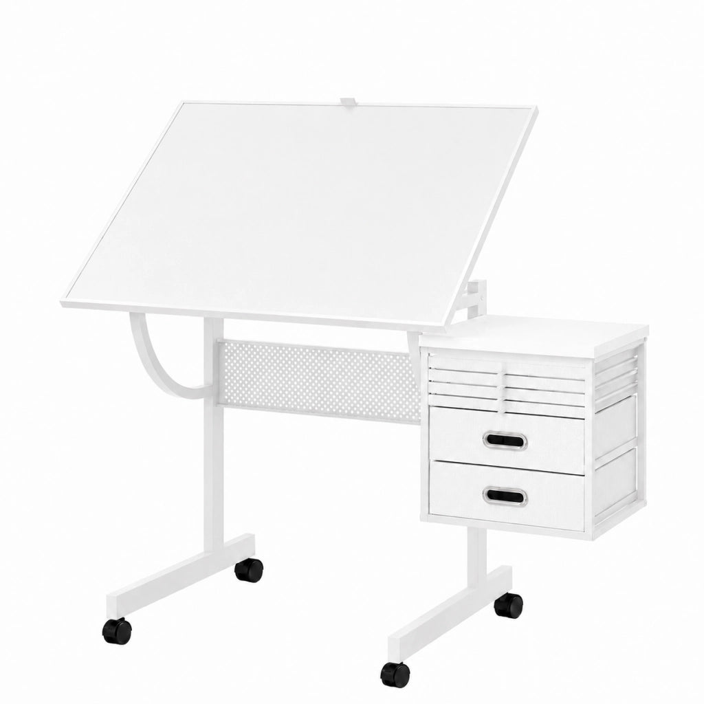 Tavolo per puzzle regolabile 0-65 gradi per 1500 pezzi in MDF; metallo e poliestere bianco