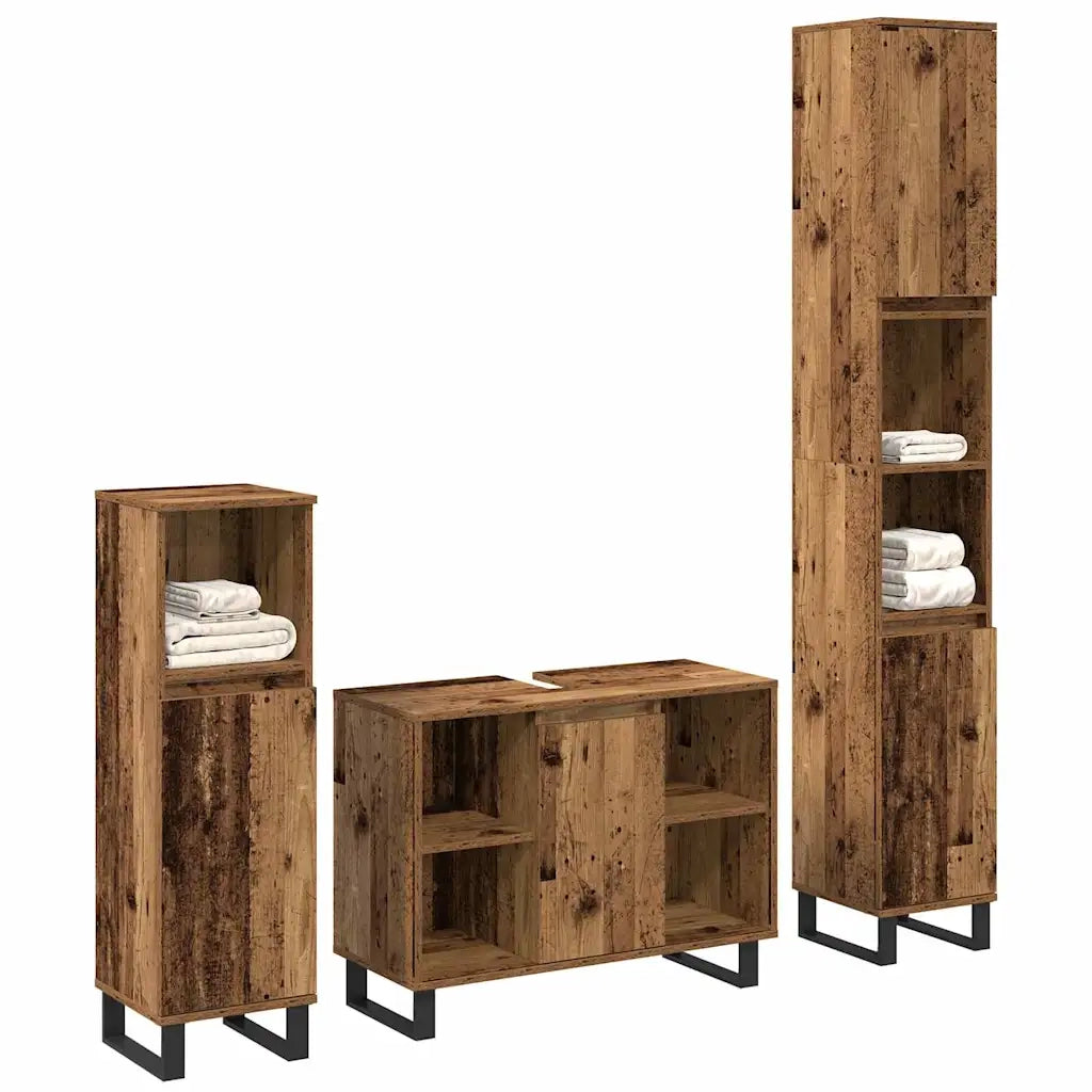 Set di mobili per il bagno 3 pcs Marrone Legno multistrato 3378510