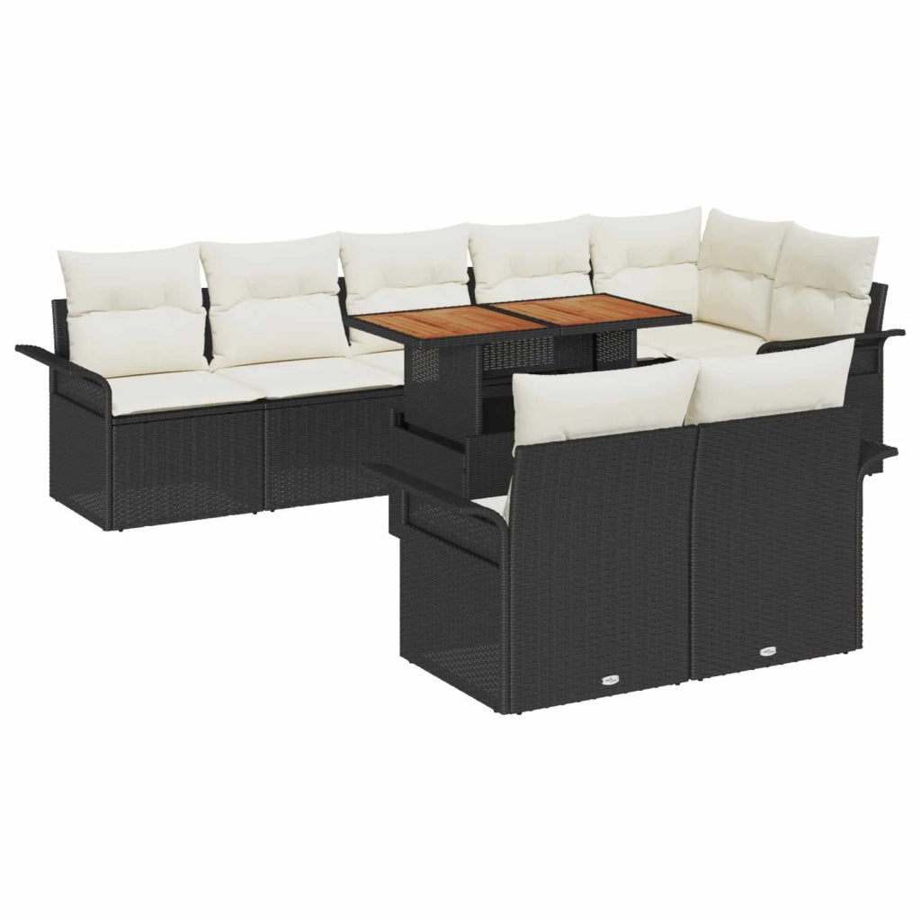 Set Divano da Giardino con archiviazione 9 pcs Nero Poly Rattan 3358084