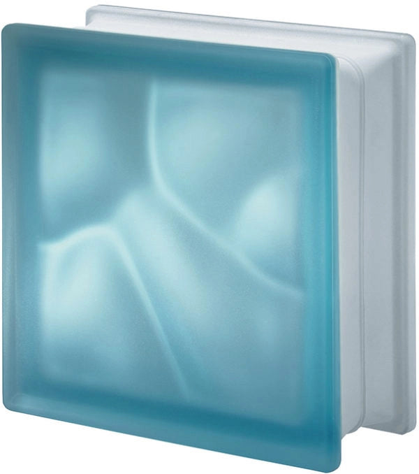 VETROMATTONE ONDULATO CELESTE SATINATO 19x19x8 cm - 6 pezzi