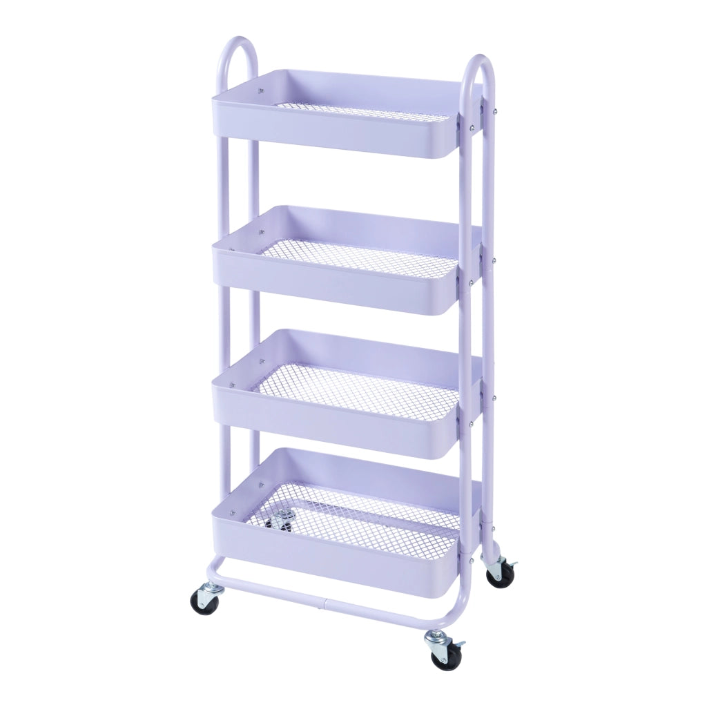 Carrello da Stoccaggio Pyhäntä con 4 Contenitori - Acciaio Lilla [en.casa]