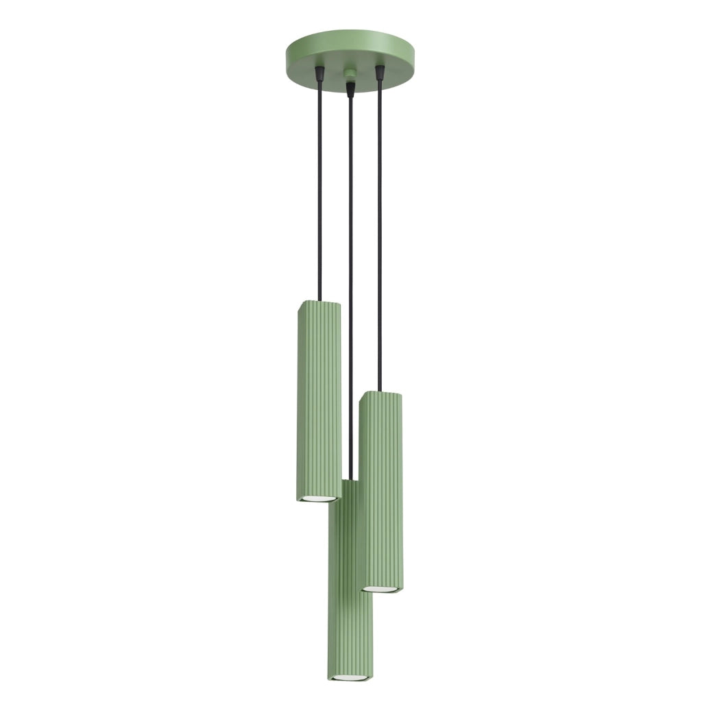 Lampada a sospensione RAYO 3P verde salvia