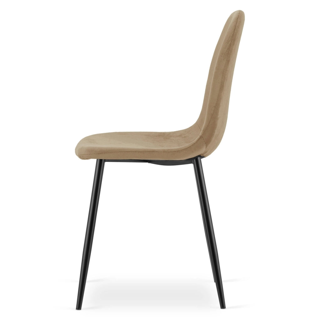 Sedia Padva in velluto marrone con gambe in metallo nero