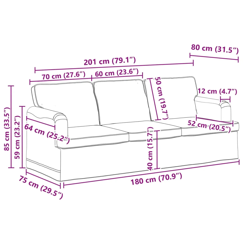 Set di divani 2 pcs Grigio chiaro 201 x 80 x 85 cm Tessuto 3407604