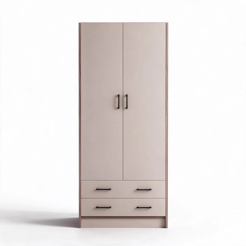Armadio due ante e cassetti 91x52x210h colore noce e cashmere ARM290C