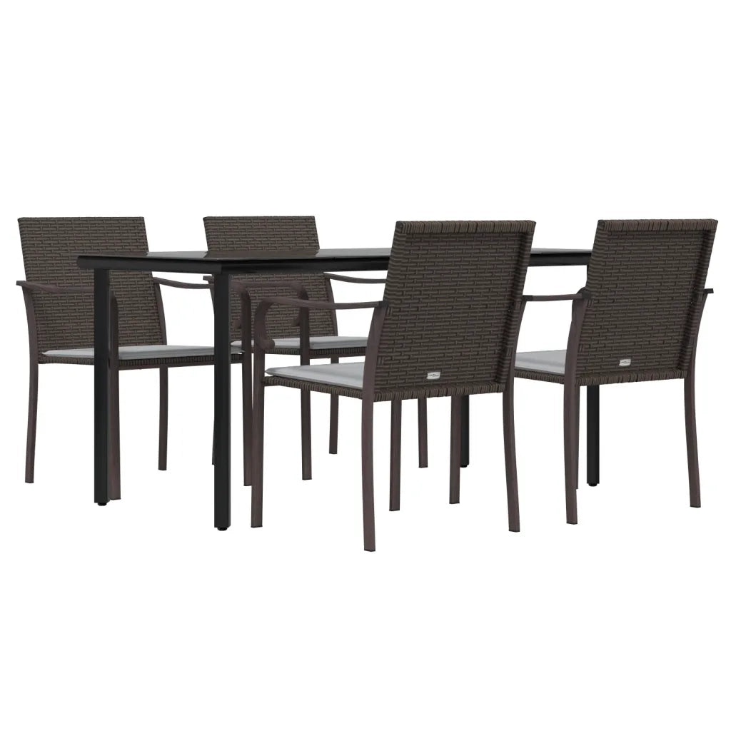 Set Pranzo da Giardino 5pz con Cuscini in Polyrattan e Acciaio 3186961
