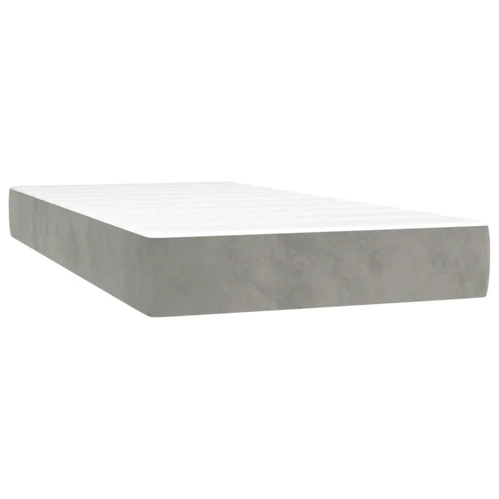Letto a Molle Materasso e LED Grigio Chiaro 90x200 cm Velluto 3139661