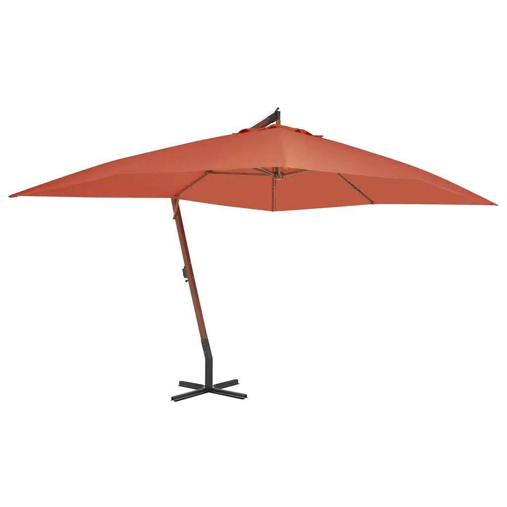 Ombrellone a Sbalzo con Palo in Legno 400x300 cm Terracotta 44494