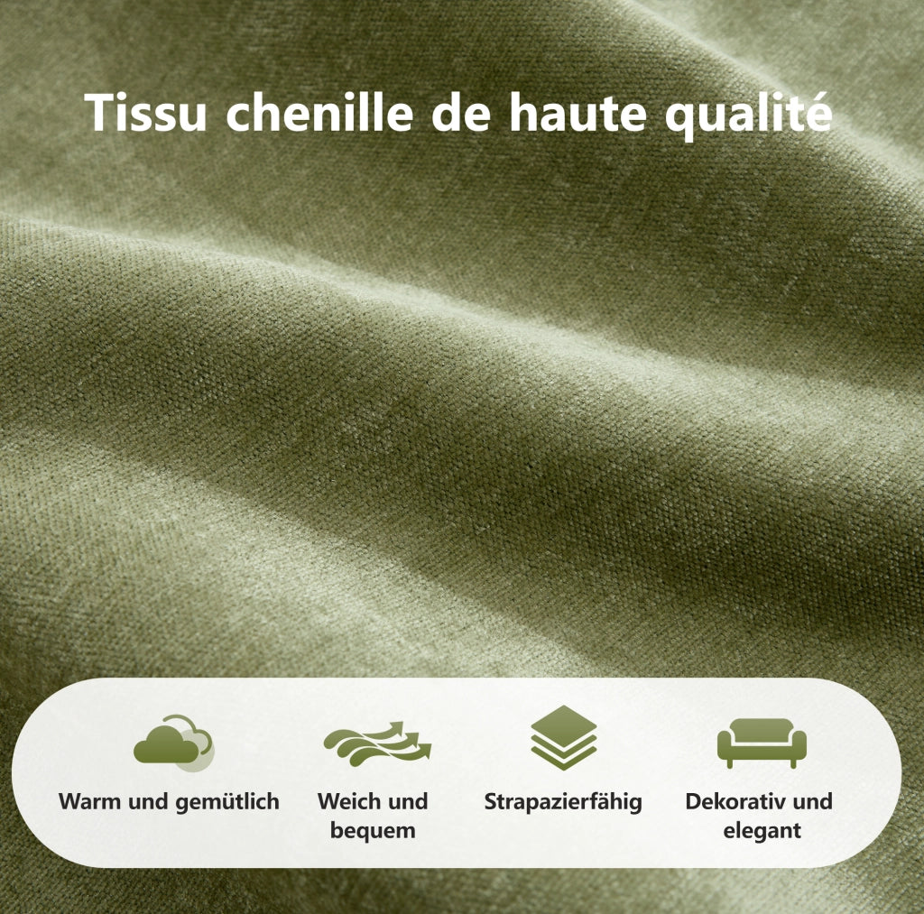 Pouf modulare in ciniglia verde con imbottitura 32D