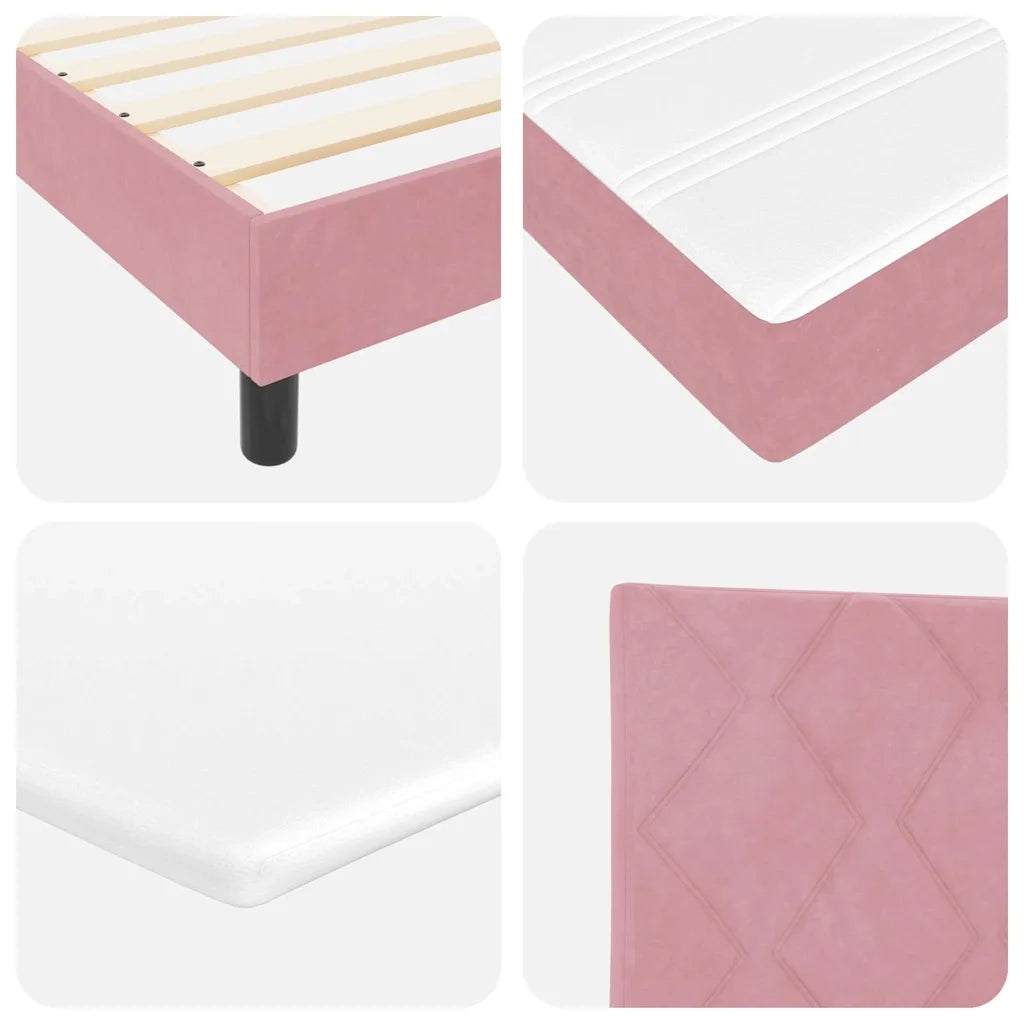 Letto a molle con materasso Rosa 120 x 190 cm Velluto 3339229