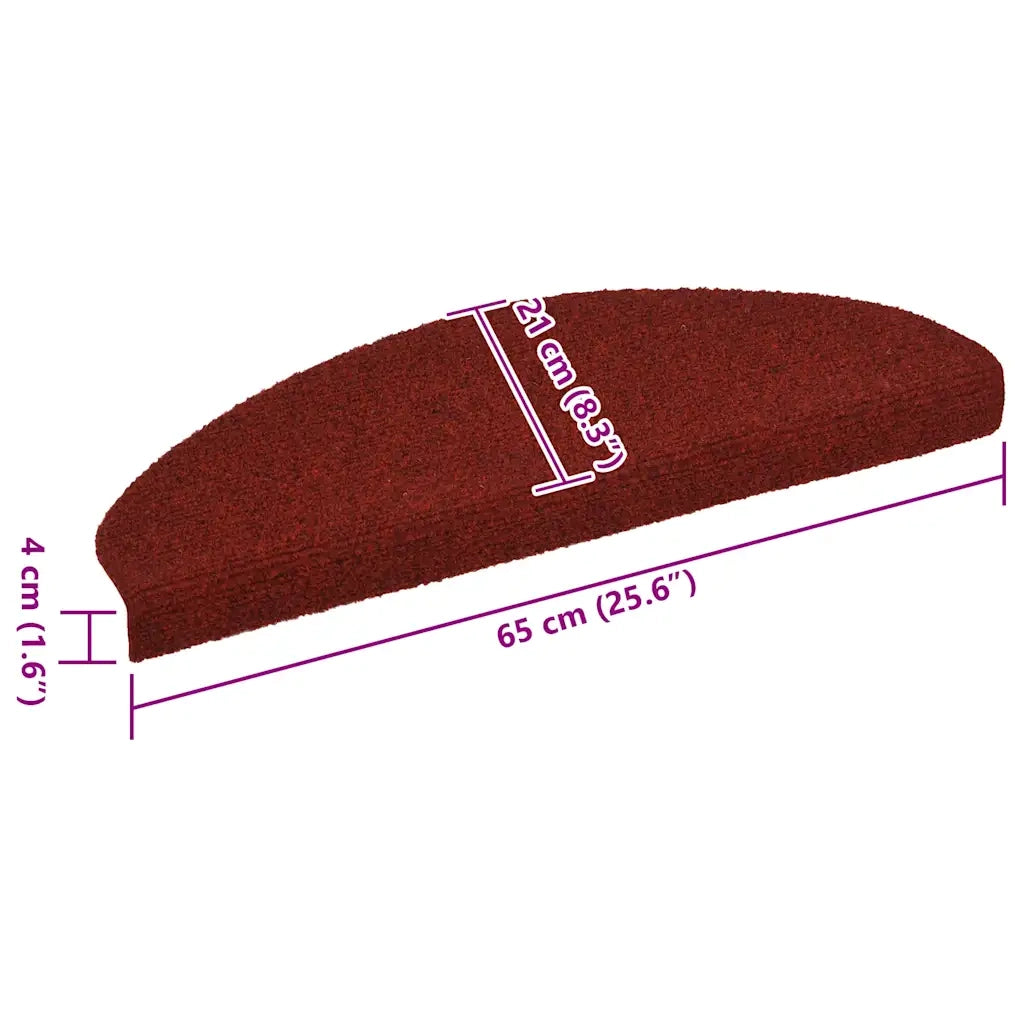 Tappetini per scale autoadesivi 15 pz 65x21x4 cm Bordeaux Rosso Semicircolari Grandi 132700