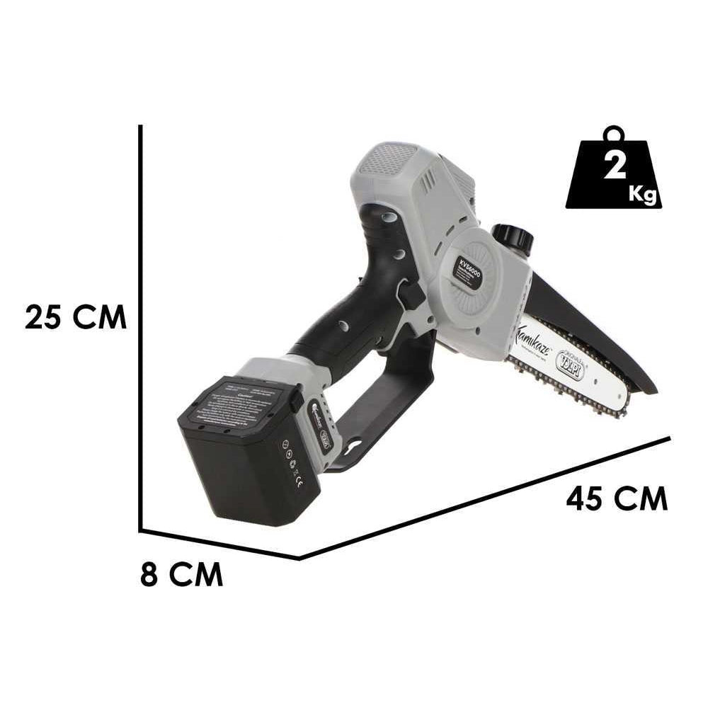 POTATORE SEGHETTO MOTOSEGA A BATTERIA 21,6V +2 BATTERIE 4Ah BARRA 19cm-8" KVS6000 VOLPI
