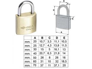 LUCCHETTO LOCKING LINE ARCO NORMALE 20010- - mm.70 (art.20010700) - 6 pezzi CISA