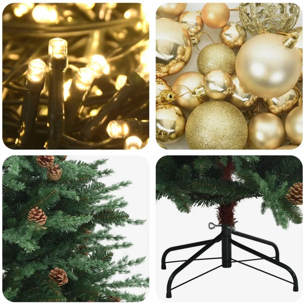 Albero di Natale Artificiale con Rami Pieghevoli 150 cm 150 LED 3465714