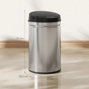 BIDONE RIFIUTI SENSOR 30 L Acciaio Inossidabile Argento con Soft-Close