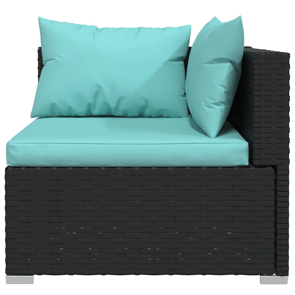 Set Divani da Giardino 5 pz con Cuscini in Polyrattan Nero 3102177