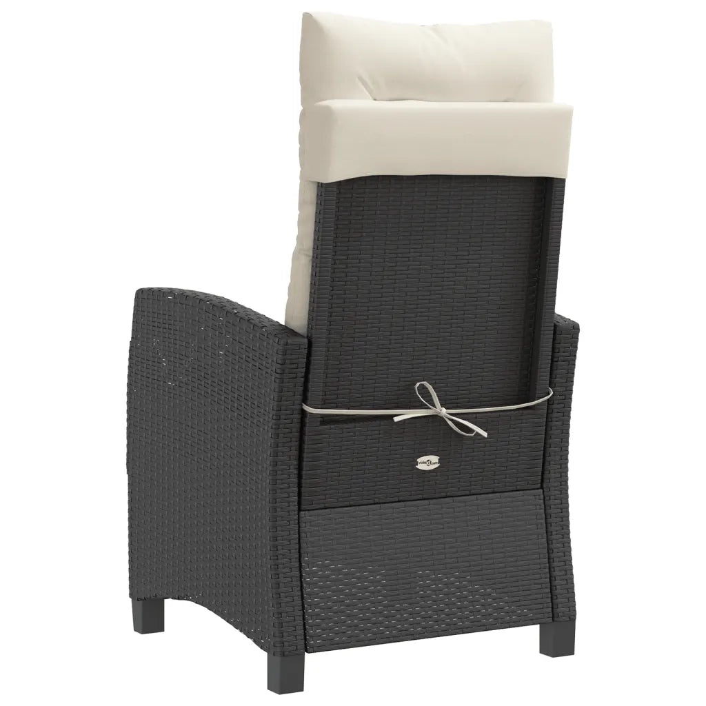 Sedia Reclinabile da Giardino con Cuscini Nera in Polyrattan 365208