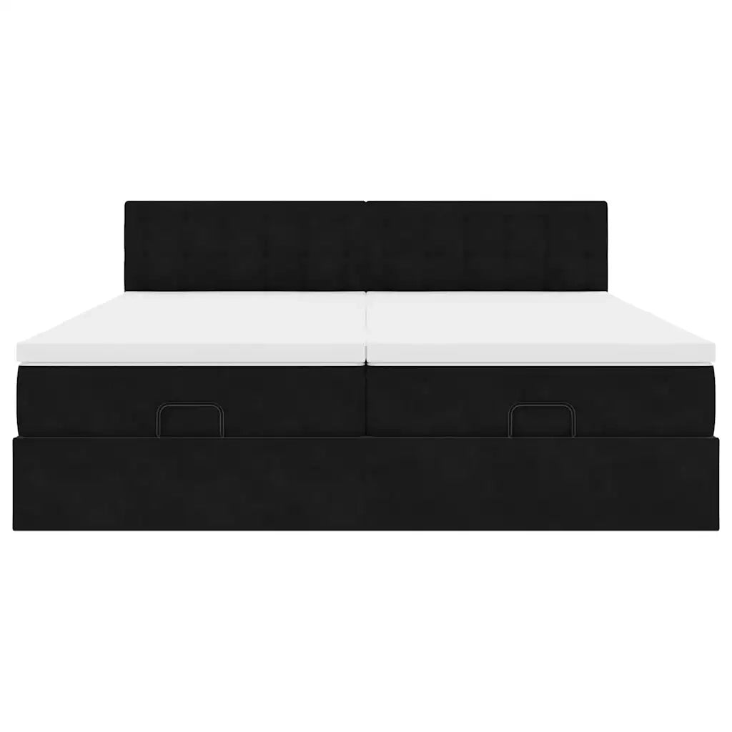 Struttura Letto Pouf con Materassi Nero 200x200 cm Velluto 3312967