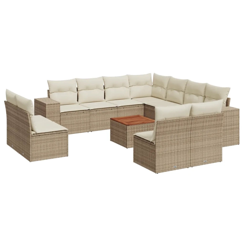 Set Divani da Giardino 12 pz con Cuscini Beige in Polyrattan 3225505