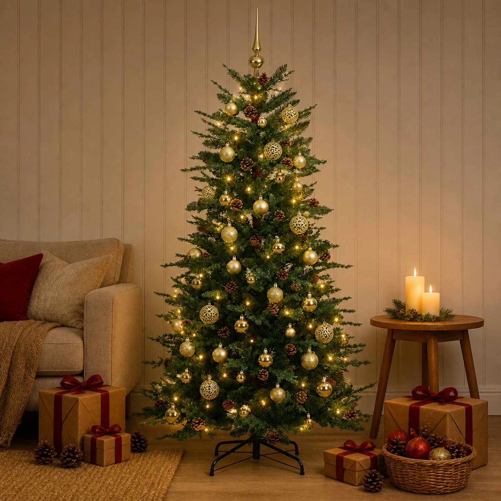 Albero di Natale Artificiale con Rami Pieghevoli 150 cm 150 LED 3465714