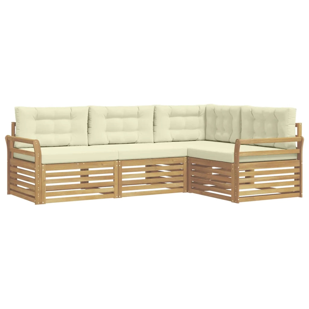 Set di divani da esterno 4 pz Bianco e Crema Poliestere 3390405