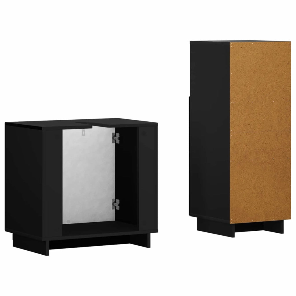 Set mobili da bagno 2 pz Nero Legno ingegnerizzato 3433065