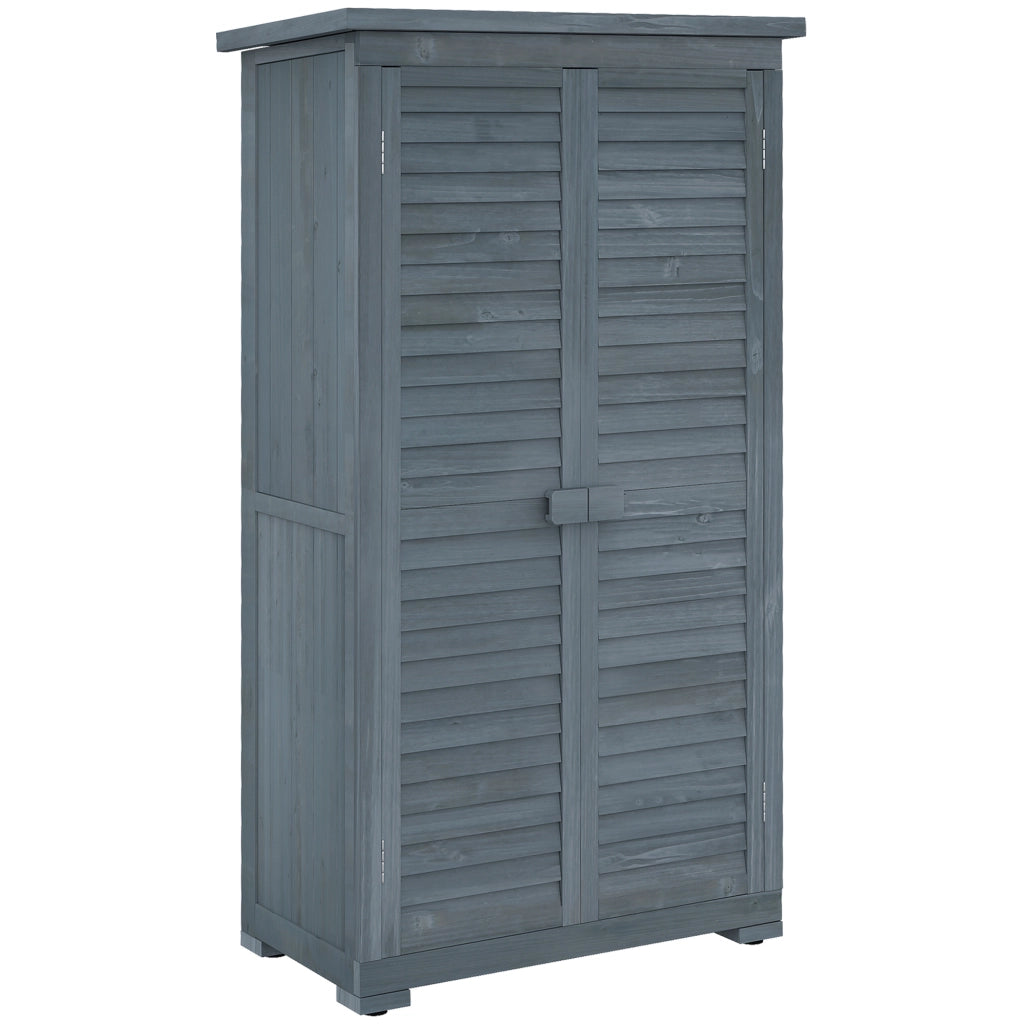 Armadio da Esterno 87x46.5x160 cm con 2 Porte a Persiana e Ripiani Interni in Legno Grigio