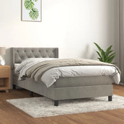 Giroletto a Molle con Materasso Grigio Chiaro 80x200 cm Velluto