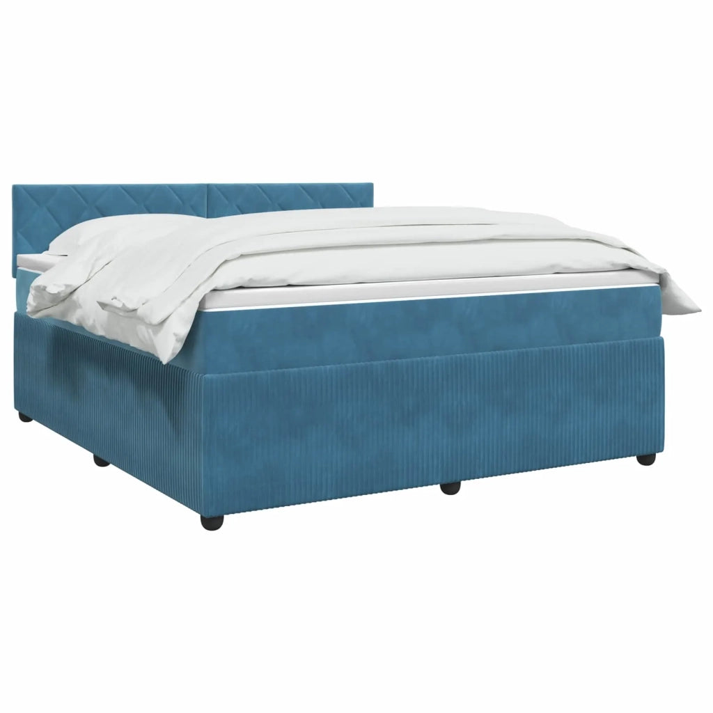 Letto box spring con materasso Blu 140 x 190 cm Velluto 3453147