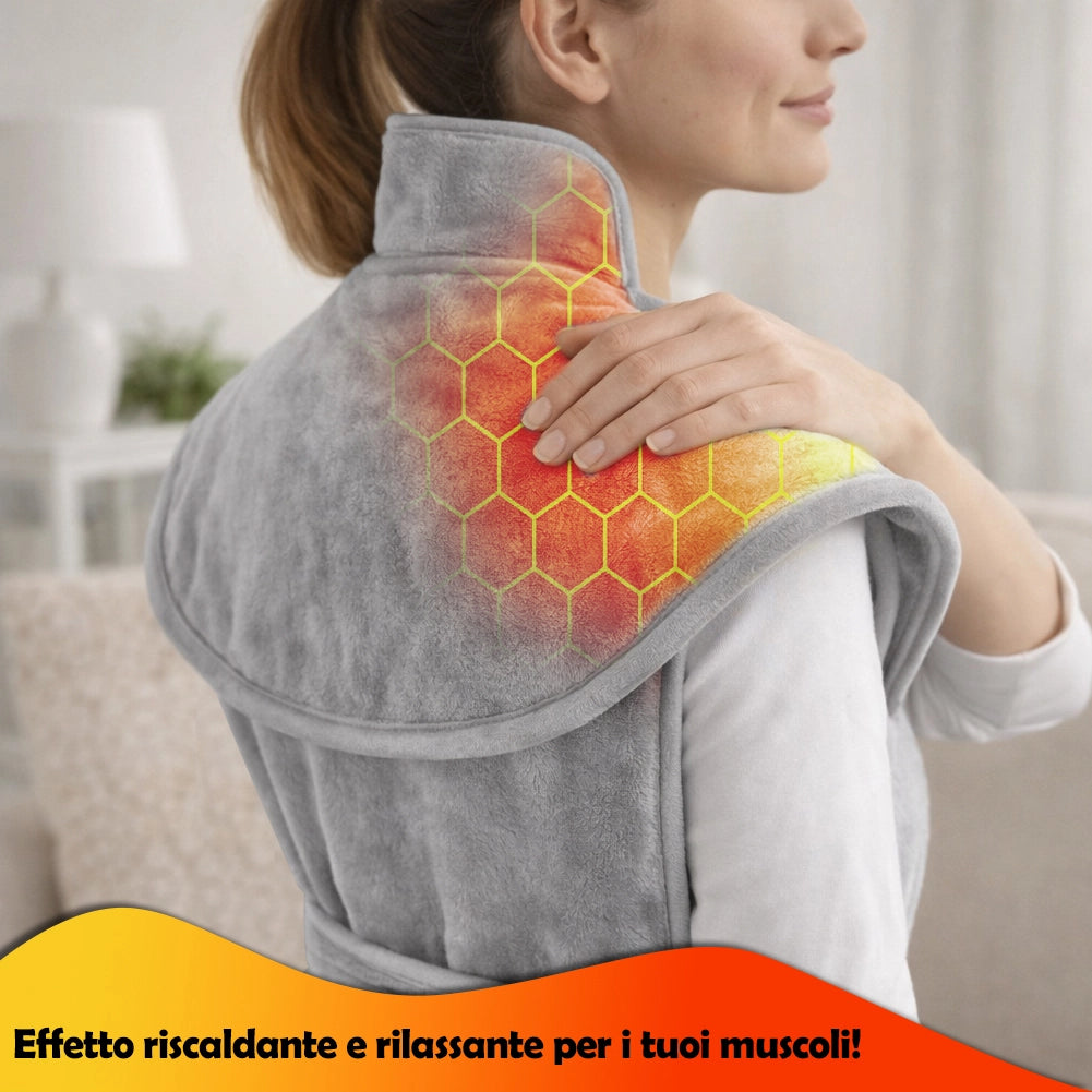 Mantellina Termoforo Elettrico Schiena e Collo con Telecomando 4 Livelli Calore