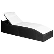 Lettino con Cuscino in Polyrattan Nero 44134