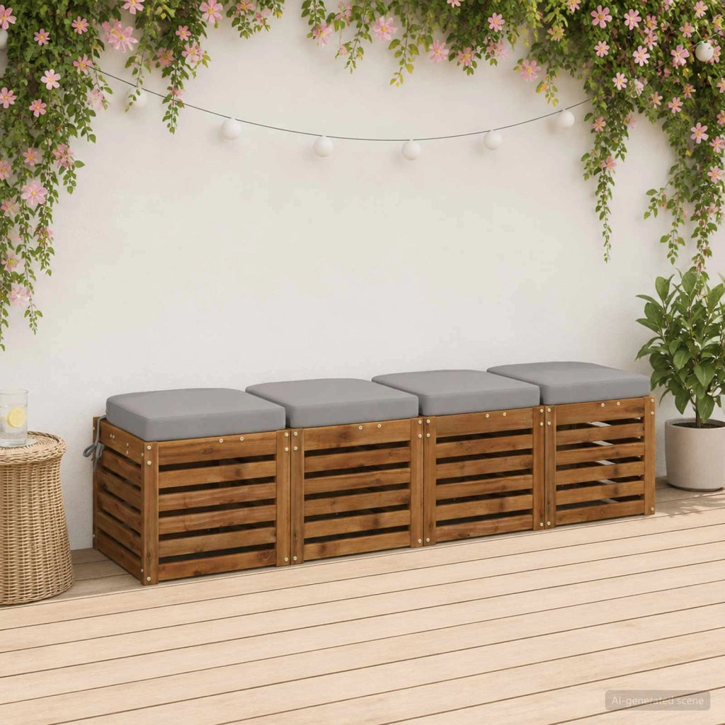 Cuscini per Sedia in 4 Pezzi SOEST 4 pz 100% Poliestere Grigio 945204