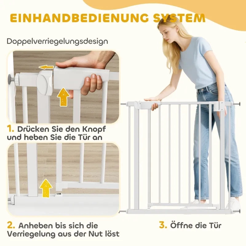 Cancello di sicurezza per bambini e scale, senza forare, con chiusura automatica, 76-82 x 76 cm, bianco