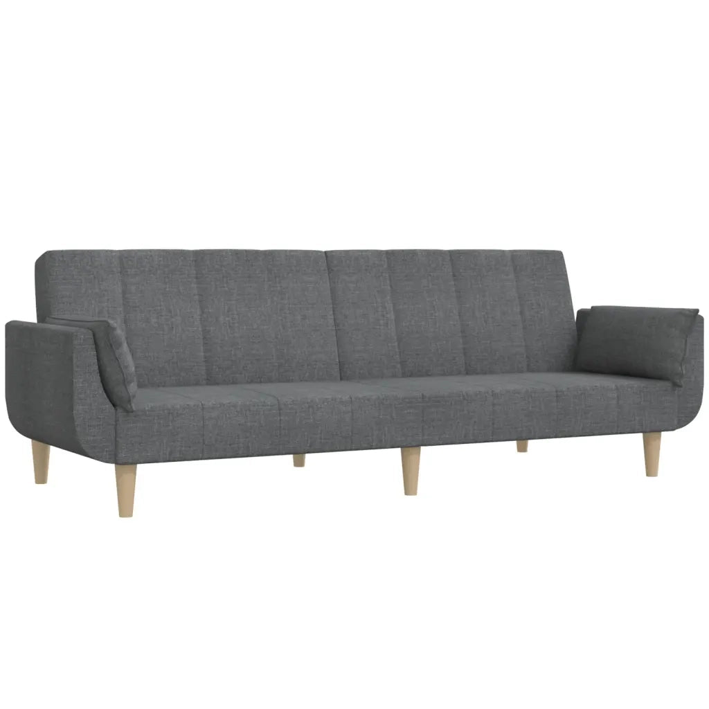Divano Letto a 2 Posti con 2 Cuscini Grigio Chiaro in Tessuto 375869