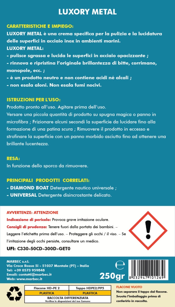 Pulizia acciaio inox LUXORY METAL   250GR