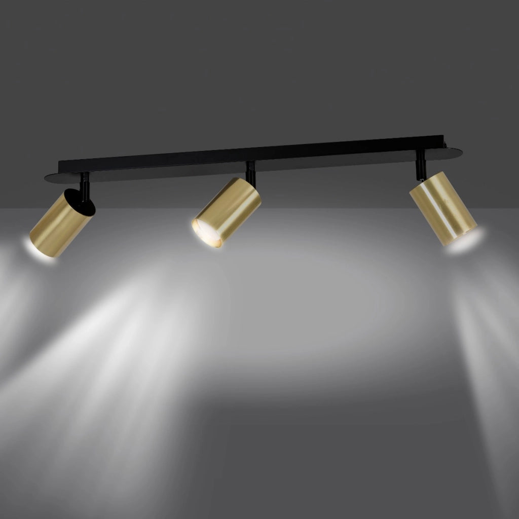 Plafoniera Emibig ZEN 3 faretti GU10 nero ottone 72cm