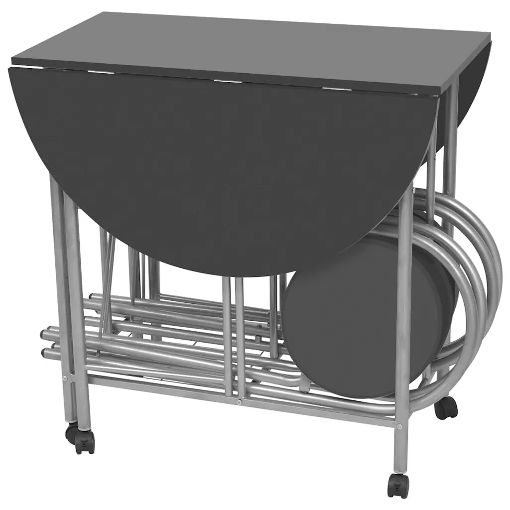 Set Tavolo e Sedie 5 pz Pieghevoli in MDF Nero 243902