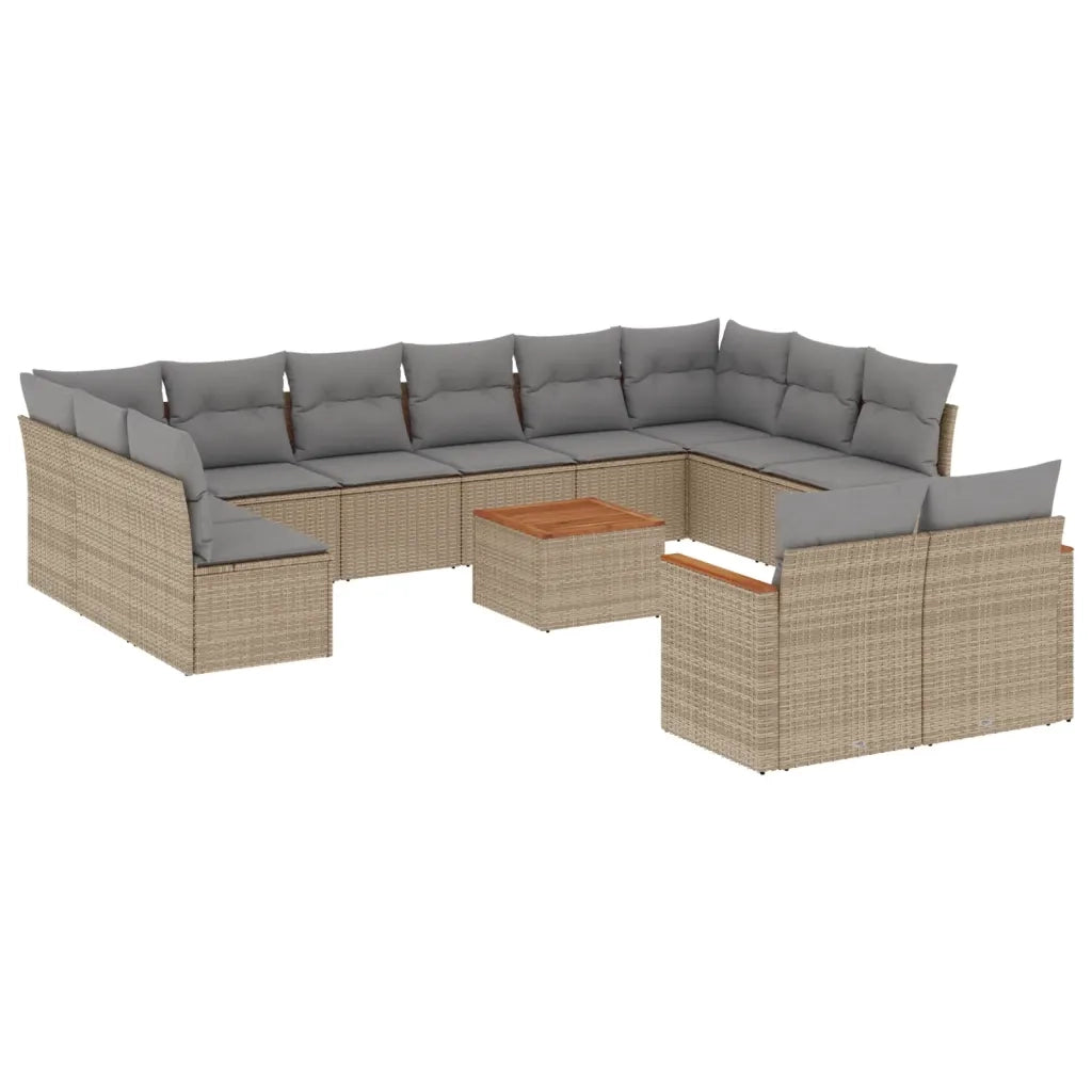 Set Divano da Giardino 13 pz con Cuscini Beige Misto Polyrattan 3226451