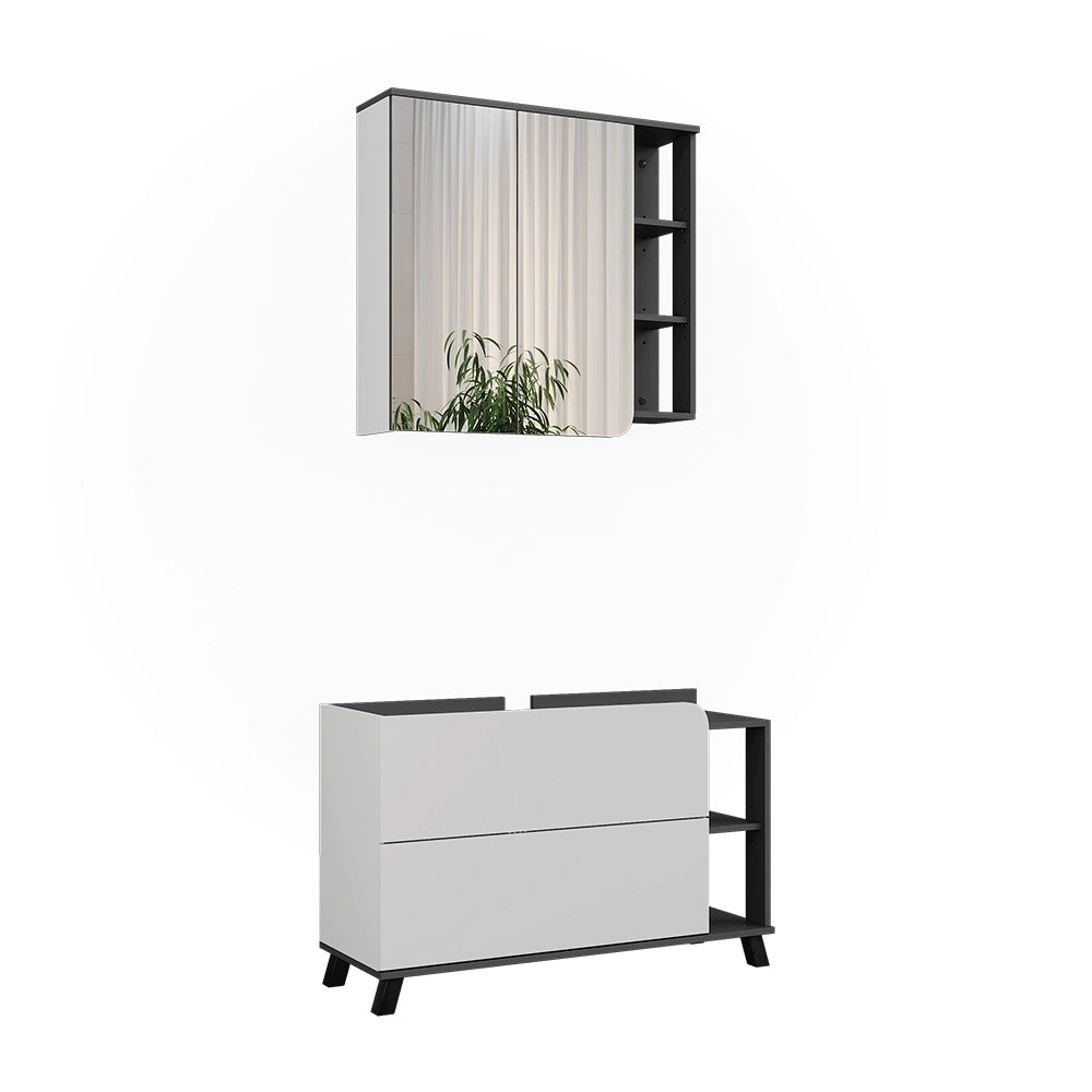Vicco Set di mobili da bagno Antracite/bianco 2 parti