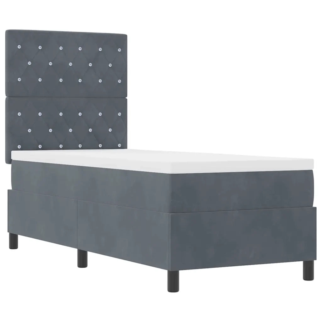 Letto a molle con materasso Grigio scuro 80 x 200 cm Velluto 3339729