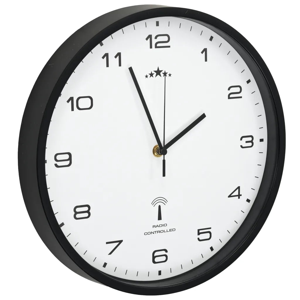 Orologio a Parete Radiocontrollato al Quarzo 31cm Bianco e Nero 50617