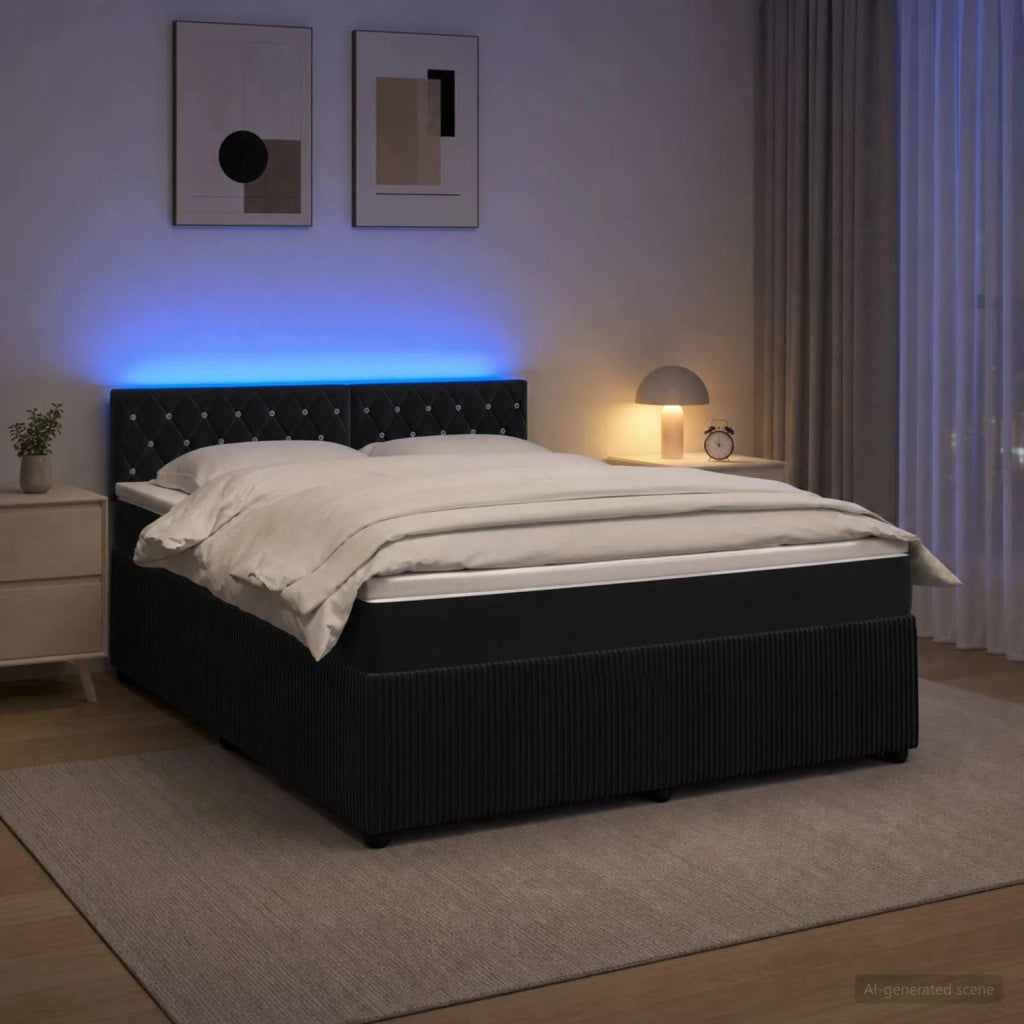Letto box spring con materasso Nero 180 x 200 cm Velluto 3453187